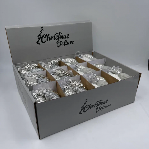 Набор стеклянных украшений Гроздь Шишек, 3 шт., 6 см., первый снег, Christmas DeLuxe (89879)