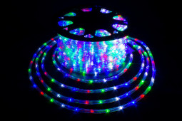 Дюралайт круглый Ø 10.5 мм., 220V, 3-жилы, разноцветные LED лампы 24 шт на 1 м., бухта 50 м, силикон, Winner (05.50.10,5.24M)