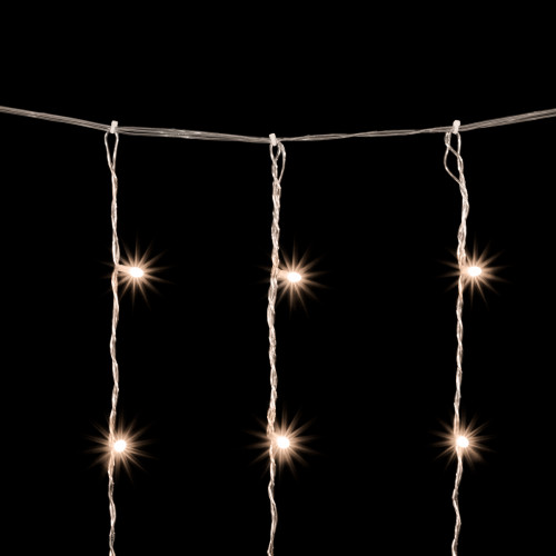 Светодиодный занавес 2*2 м., 400 теплых белых LED ламп, мерцание, облегченный, прозрачный провод ПВХ, LTC(PCL400NOTBLW-10-2WW) в Санкт-Петербурге