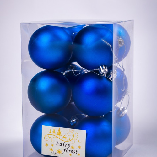 Набор пластиковых шаров Вероника 60 мм., синий матовый, 12 шт., ЕлкиТорг (150203)