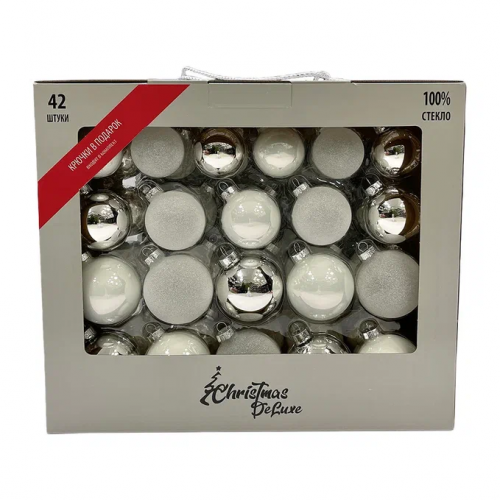 Набор стеклянных шаров Первый снег 42 шт., Christmas DeLuxe (87163)