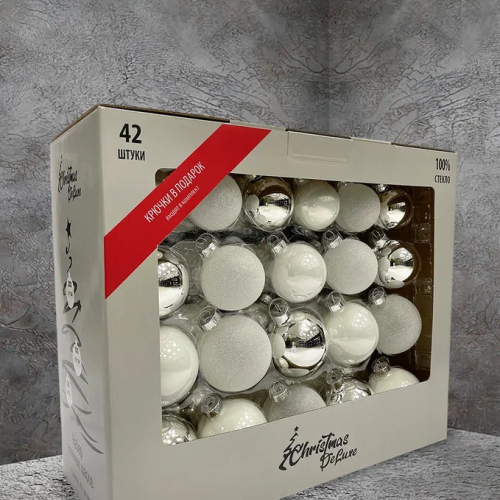 Набор стеклянных шаров Первый снег 42 шт., Christmas DeLuxe (87163)