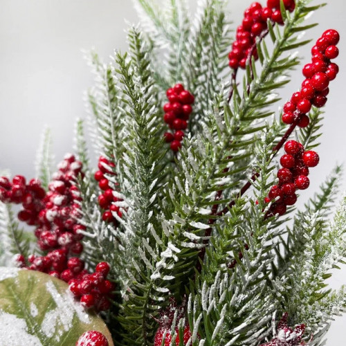 Новогодняя настольная композиция с красными ягодами 35 см., Christmas DeLuxe (89296) в Санкт-Петербурге