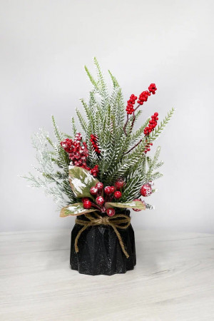 Новогодняя настольная композиция с красными ягодами 35 см., Christmas DeLuxe (89296)