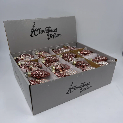 Набор стеклянных украшений Гроздь Шишек, 3 шт., 6 см., розовый, бордовый, Christmas DeLuxe (89872)