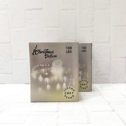 Гирлянда Капли 100 теплых белых макро ламп, 1000 см., 8 режимов, Christmas DeLuxe (87759)