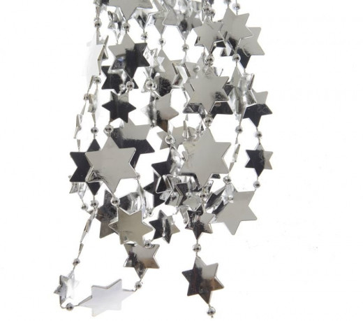Бусы пластиковые Звезды 270 см., серебряные, Kaemingk (001310) — 