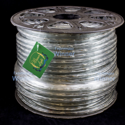 Дюралайт круглый Ø 13 мм., 220V, 3-жилы, холодные белые LED лампы 32 шт на 1 м., бухта 100 м, силикон, Winner (05.100.13.32W)