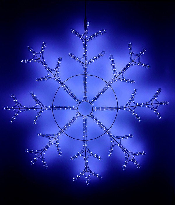 Светодиодная фигура Снежинка 110 см., 220V, 504 синих LED ламп, прозрачный дюралайт, BEAUTY LED (LC- в Белгороде