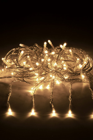 Светодиодный занавес 156 теплых белых LED ламп, 1.5*1.5 м., 220В, 8 режимов, прозрачный провод, Vegas (55077)
