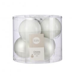 Набор стеклянных шаров Лалик 80 мм., 6 шт., белый, House of seasons (84492)