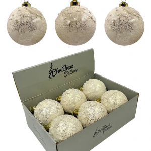 Набор винтажных стеклянных шаров Мягкий шелк 100 мм., песочный, 6 шт., Christmas DeLuxe (14037)