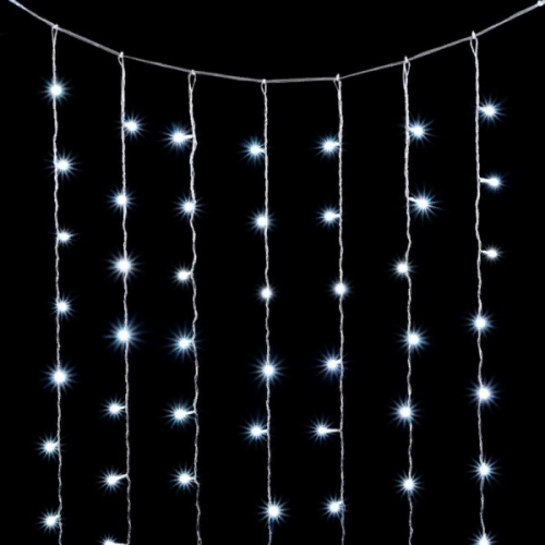 Светодиодный занавес 2*2 м., 400 белых LED ламп, мерцание, облегченный, прозрачный провод ПВХ, LTC (PCL400NOTBLW-10-2W) в Санкт-Петербурге