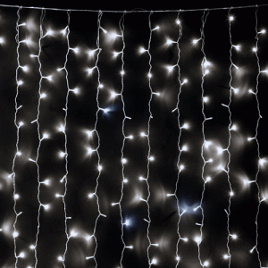 Светодиодный занавес 2*2 м., 400 белых LED ламп, мерцание, облегченный, прозрачный провод ПВХ, LTC (PCL400NOTBLW-10-2W)