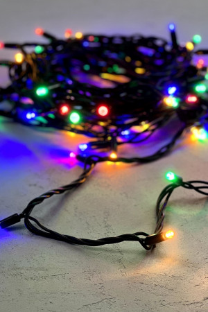 Светодиодная гирлянда с колпачком 75 разноцветных LED ламп 10 м., 24В., черный каучуковый провод, IP65, LTC (LL75-1-1M)