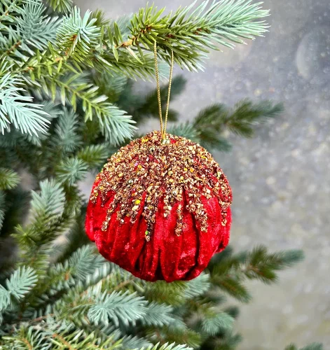 Винтажный шар Марго 10 см., красный, 1 шт., Christmas DeLuxe (86532)  