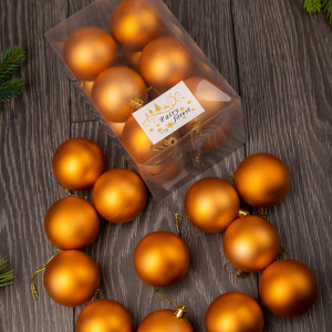 Набор пластиковых шаров Вероника 60 мм., янтарный матовый, 12 шт., ЕлкиТорг (150204)