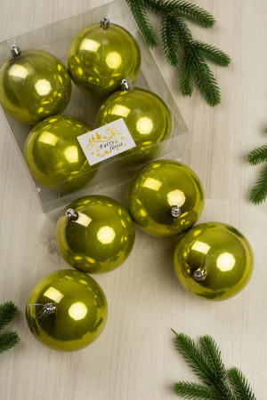 Набор пластиковых шаров Глория 100 мм., салатовый перламутр, 4 шт., ЕлкиТорг (150435)