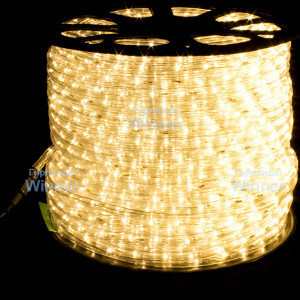 Дюралайт круглый Ø 13 мм., 220V, 3-жилы, теплые белые LED лампы 32 шт на 1 м., бухта 100 м, силикон, Winner (05.100.13.32WW)