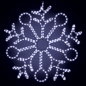 Светодиодная фигура Снежинка 90 см., 220V, 432 холодных белых LED ламп, прозрачный дюралайт, BEAUTY 