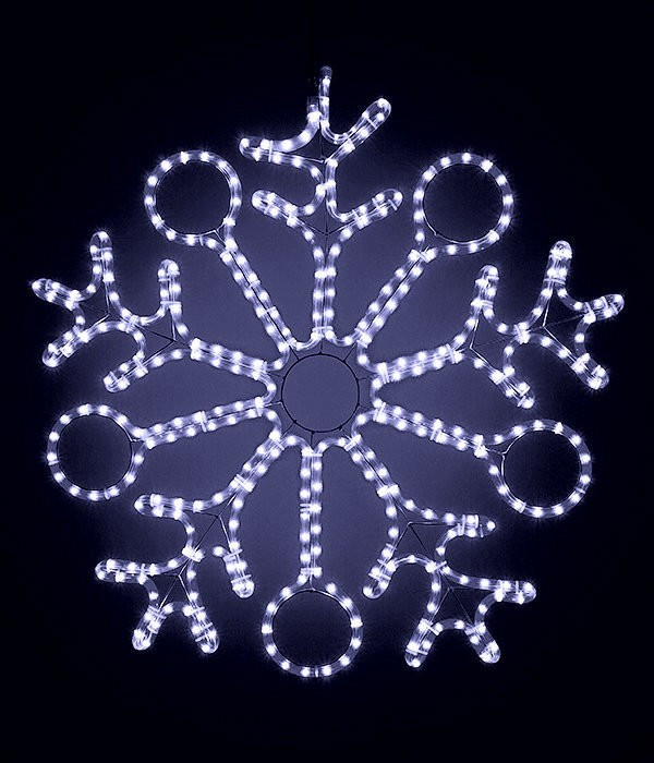 Светодиодная фигура Снежинка 90 см., 220V, 432 холодных белых LED ламп, прозрачный дюралайт, BEAUTY  в Белгороде