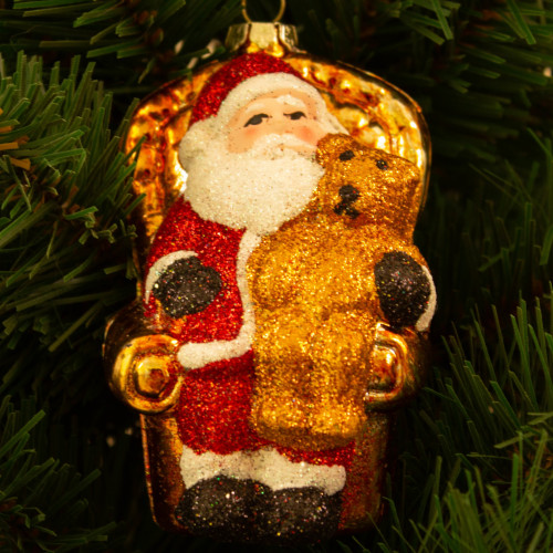 Елочное украшение Санта Клаус, пластик, золото h-10,5 см (AP-04)