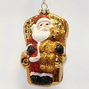 Елочное украшение Санта Клаус, пластик, золото h-10,5 см (AP-04)