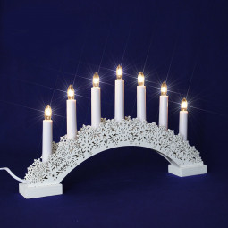 Новогодний светильник горка КАРЕЛИЯ 24,5х40 см., белый с узором, 7 ламп накаливания, Star Trading (78-302)