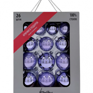Набор стеклянных шаров Мишель 26 шт., лиловый, Christmas DeLuxe (86456)