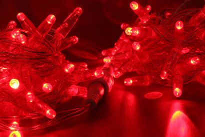 Светодиодная нить 100 красных LED ламп, 10 м., 220В, статика, прозрачный провод ПВХ, Teamprof (TPF-S10C-220V-CT/R)