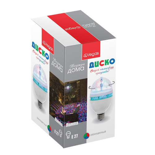 Светодиодная лампа Диско 8*15 см., Е27, 220В, Vegas (55099)