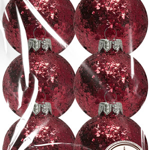 Набор пластиковых шаров Серпантин, 85 мм., 6шт., красный, ПромЕлка (НШИПЛС-85Red)