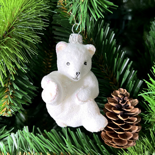 Елочное украшение Медвежонок Умка, стекло, 7 см., 1 шт., Irena CO (53429)