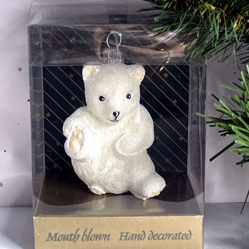 Елочное украшение Медвежонок Умка, стекло, 7 см., 1 шт., Irena CO (53429)