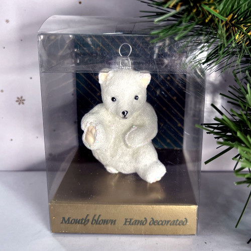 Елочное украшение Медвежонок Умка, стекло, 7 см., 1 шт., Irena CO (53429)