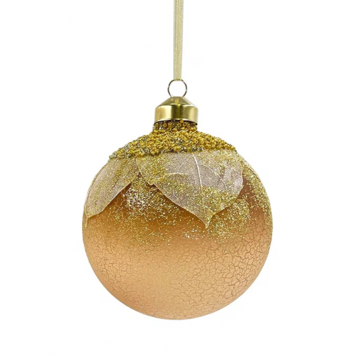 Набор винтажных стеклянных шаров Райский сад  100 мм., песочный, 6 шт., Christmas DeLuxe (14036)