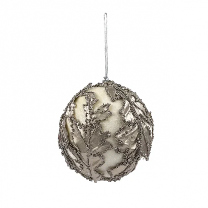 Винтажный шар Версаль 10 см., серебро, 1 шт., Christmas De Luxe (86588) 