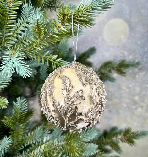 Винтажный шар Версаль 10 см., серебро, 1 шт., Christmas DeLuxe (86588) 