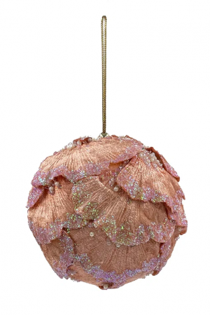 Винтажный шар Сокровища Посейдона - Порфира, 10 см., персиковый, 1 шт., Christmas DeLuxe (86564)