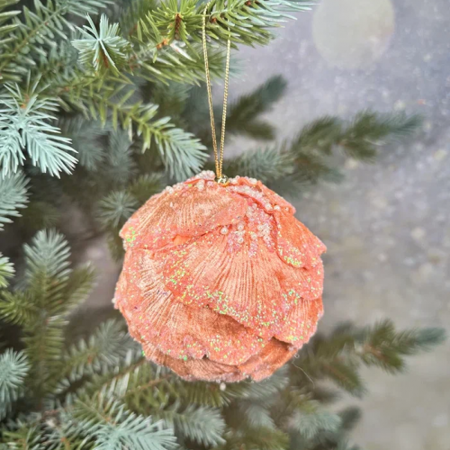 Винтажный шар Сокровища Посейдона - Порфира, 10 см., персиковый, 1 шт., Christmas DeLuxe (86564)