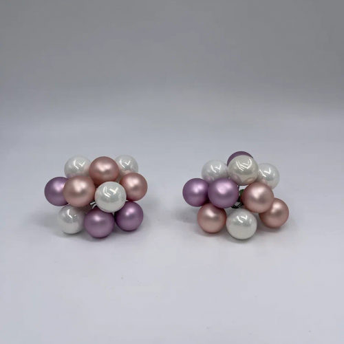 Гроздь стеклянных шаров Ягодный хоровод 2 см., 10 шт., белый/розовый/лавандовый, Christmas DeLuxe (89862)