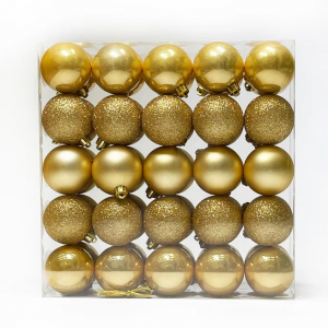 Набор пластиковых шаров Подарок Эльфа 60 мм., золото, 50 шт., Christmas DeLuxe (89583)