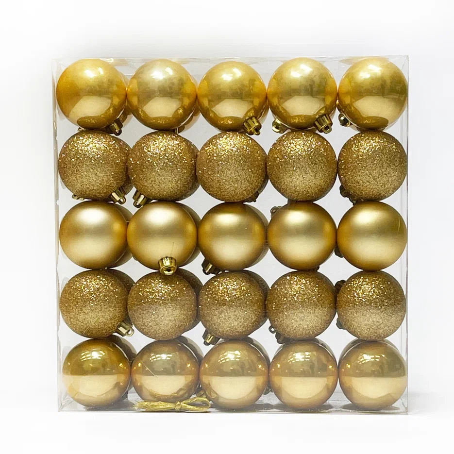 Набор пластиковых шаров Подарок Эльфа 60 мм., золото, 50 шт., Christmas DeLuxe (89583)