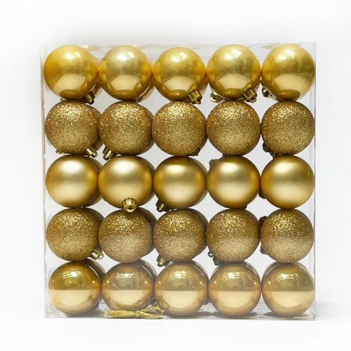 Набор пластиковых шаров Подарок Эльфа 60 мм., золото, 50 шт., Christmas DeLuxe (89583) в Санкт-Петербурге