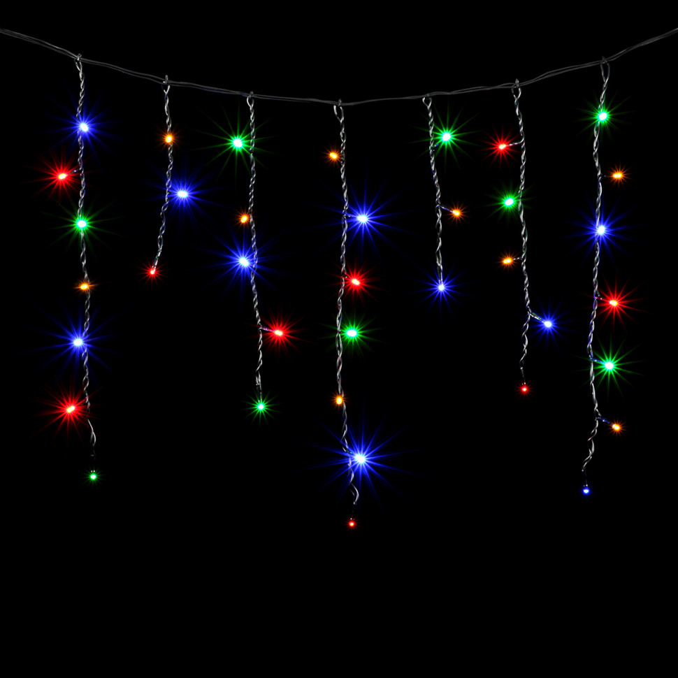 Светодиодная бахрома 4,9*0,5 м., 240 разноцветных LED ламп, черный провод ПВХ, Beauty Led (PIL240-11-2M)