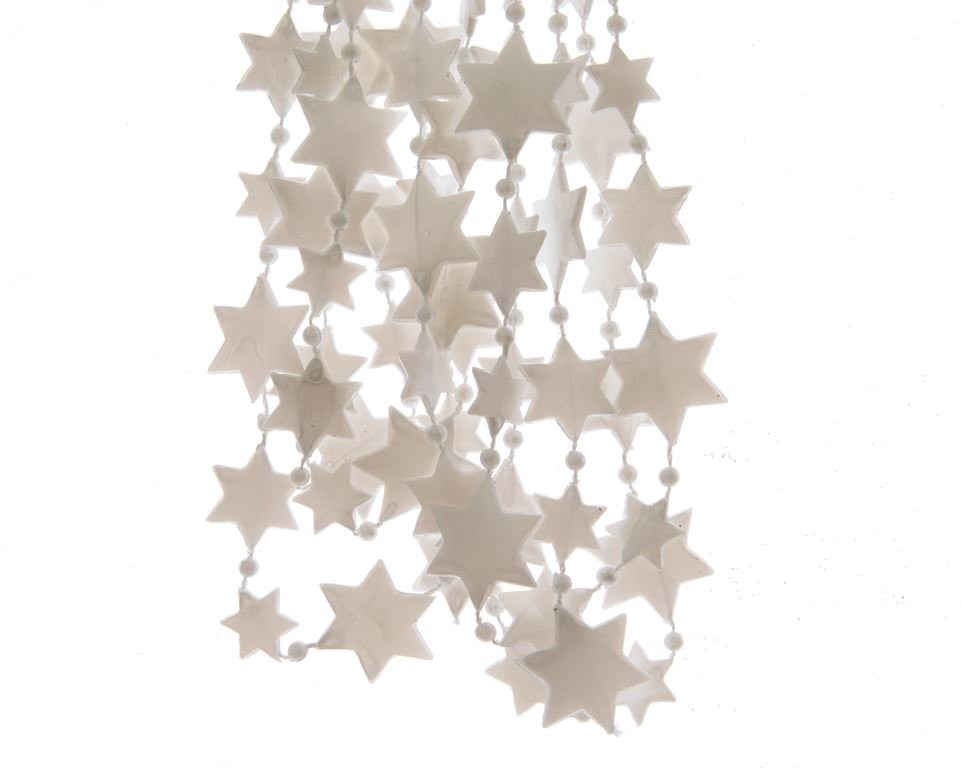 Бусы пластиковые Звезды 270 см., белоснежные, Kaemingk (001390)