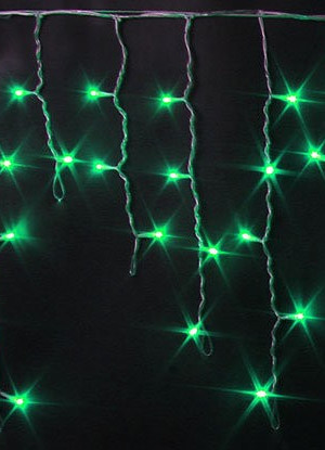 Светодиодная бахрома 3*0.5 м., 220V, 112 зеленых LED ламп, прозрачный силиконовый провод, Rich LED ( RL-i3*0.5-T/G)