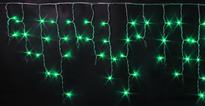 Светодиодная бахрома 3*0.5 м., 220V, 112 зеленых LED ламп, прозрачный силиконовый провод, Rich LED ( RL-i3*0.5-T/G)