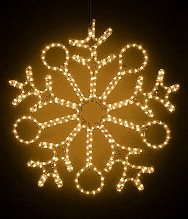 Светодиодная фигура Снежинка 90 см., 220V, 432 теплых белых LED ламп, прозрачный дюралайт, BEAUTY LE