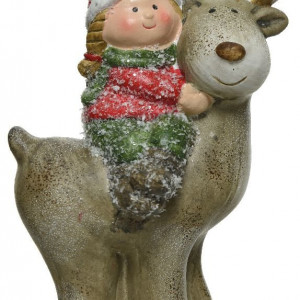 Декоративная фигура Малышка  на олене 5*11 см, Kaemingk (630110/2)